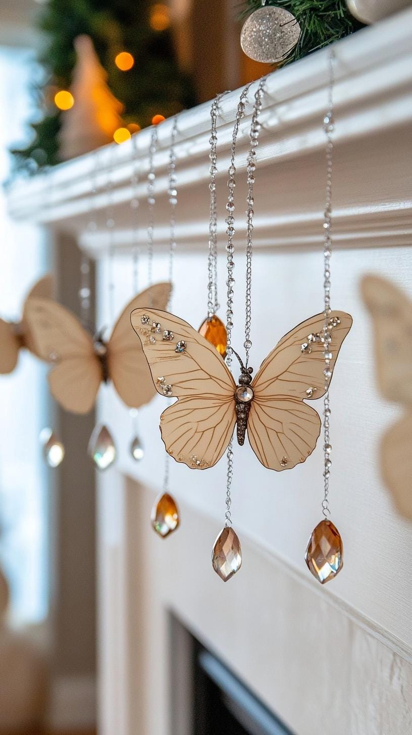 17. Crystal Butterfly Mantle Ornaments-0