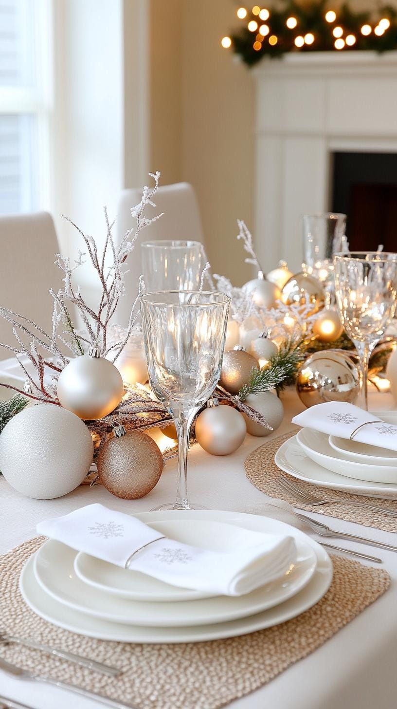 12. Dreamy Winter Wonderland Christmas Table with Twinkling Fairy Lights-0