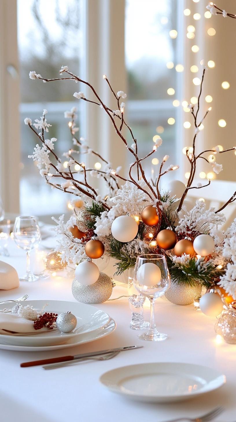 12. Dreamy Winter Wonderland Christmas Table with Twinkling Fairy Lights-1