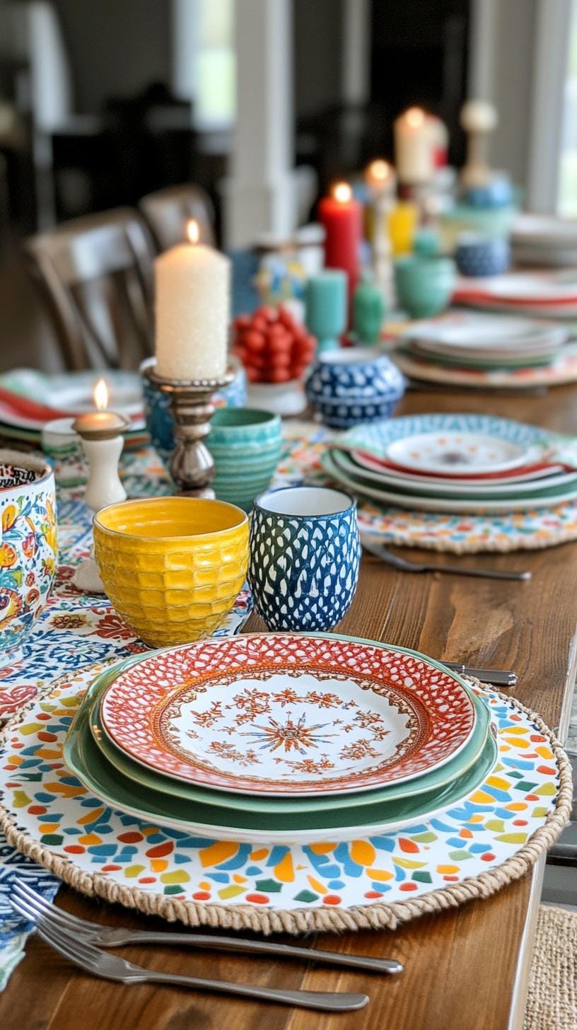 5. Eclectic Christmas Table with Mismatched Vintage China and Candleholders-0