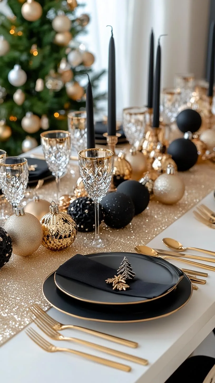 1. Elegant Black and Gold Christmas Table with Opulent Accents-2