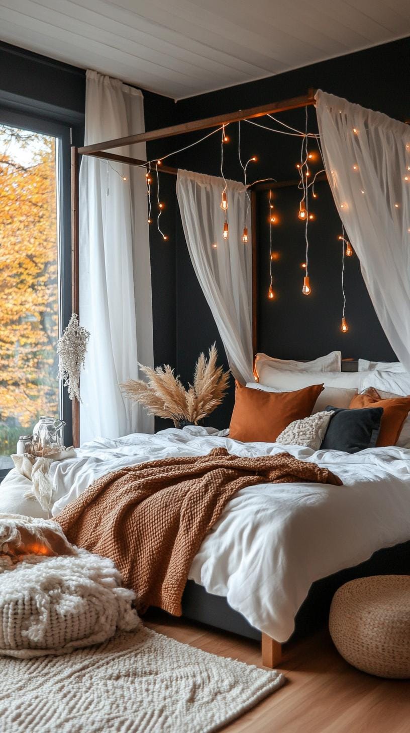 15. Fairy lights around canopy bed for soft, mystical glow-0