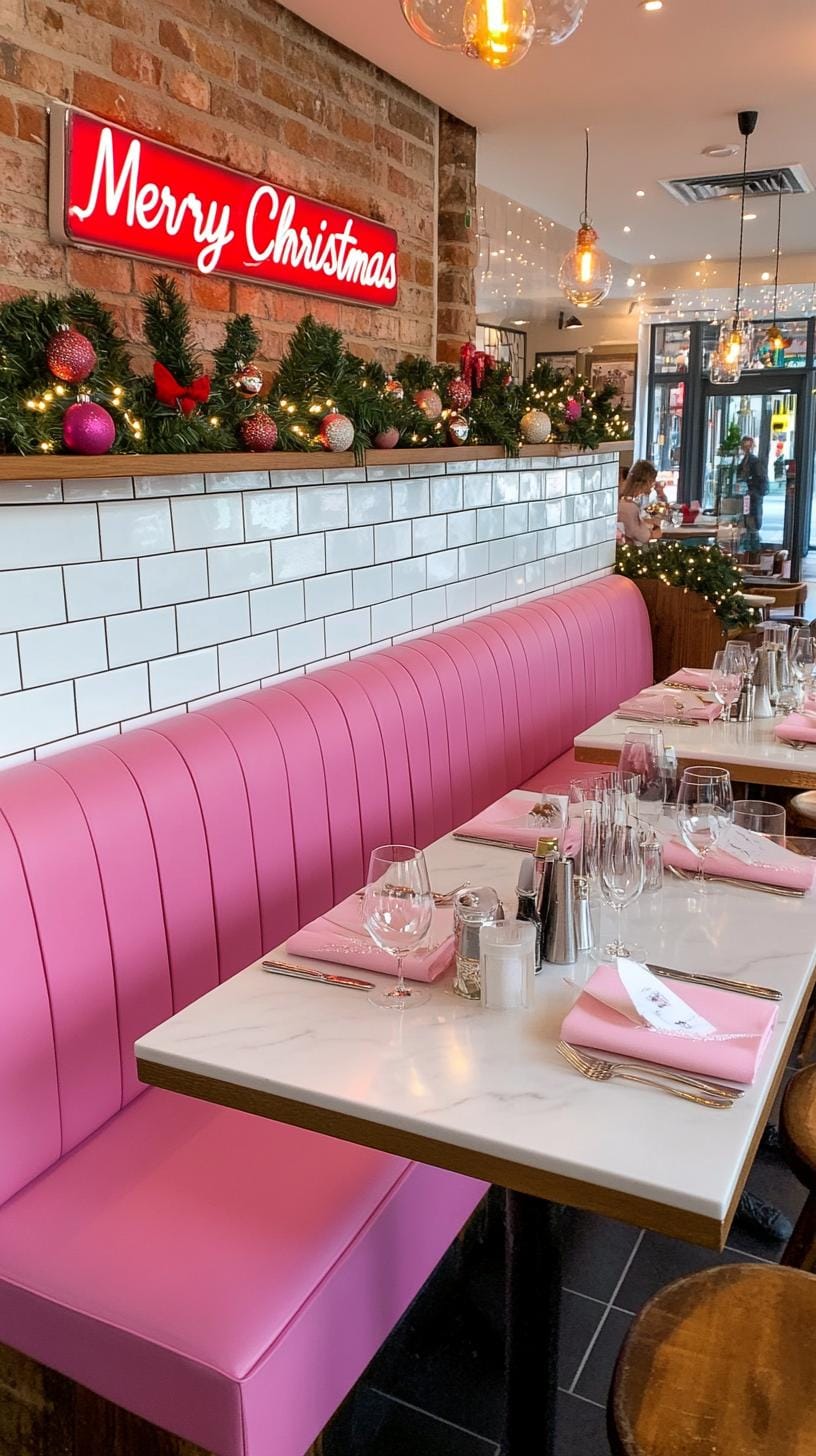 19. Festive Restaurant-Style Christmas Table with Neon Signage-0