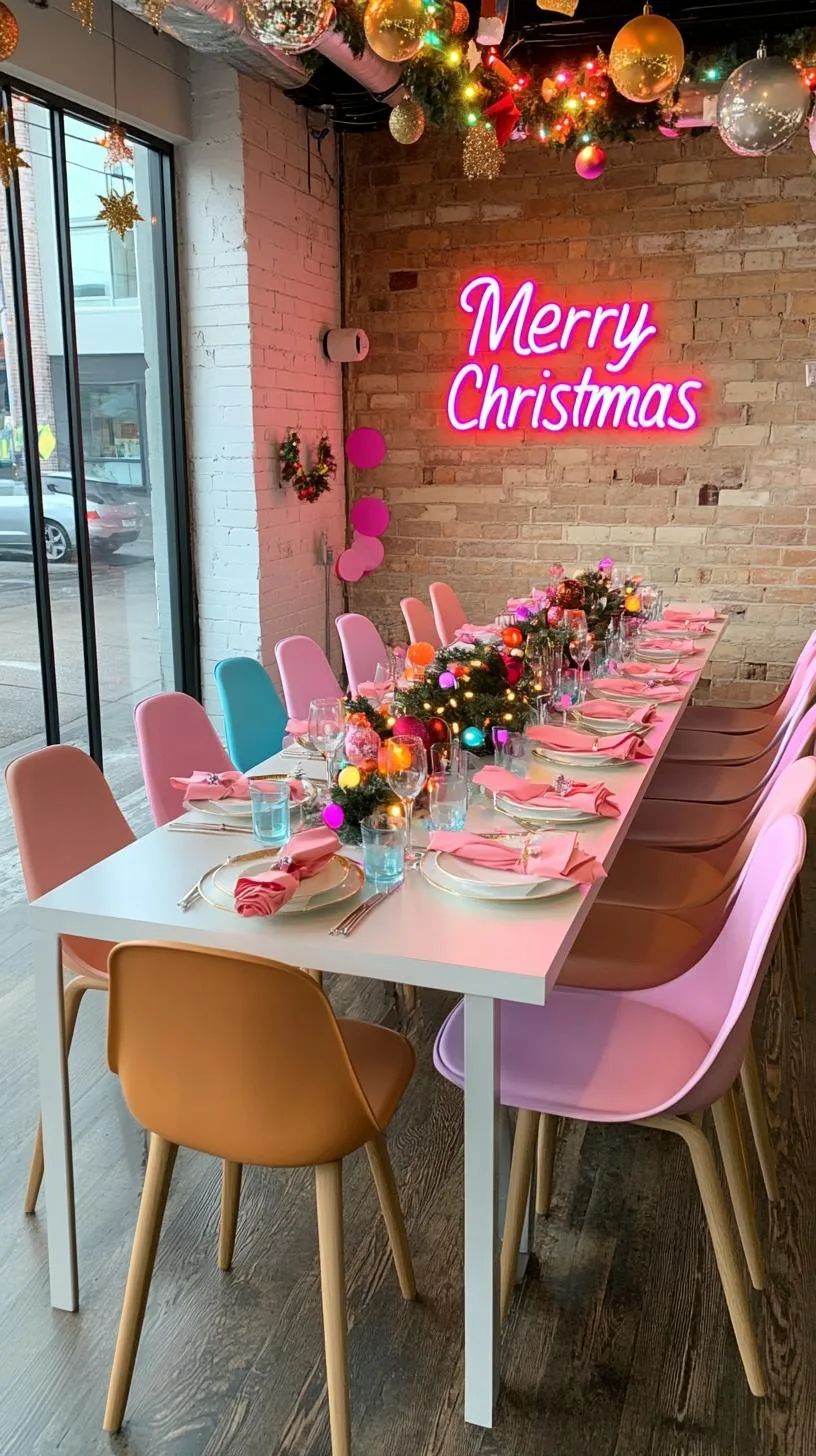 19. Festive Restaurant-Style Christmas Table with Neon Signage-1