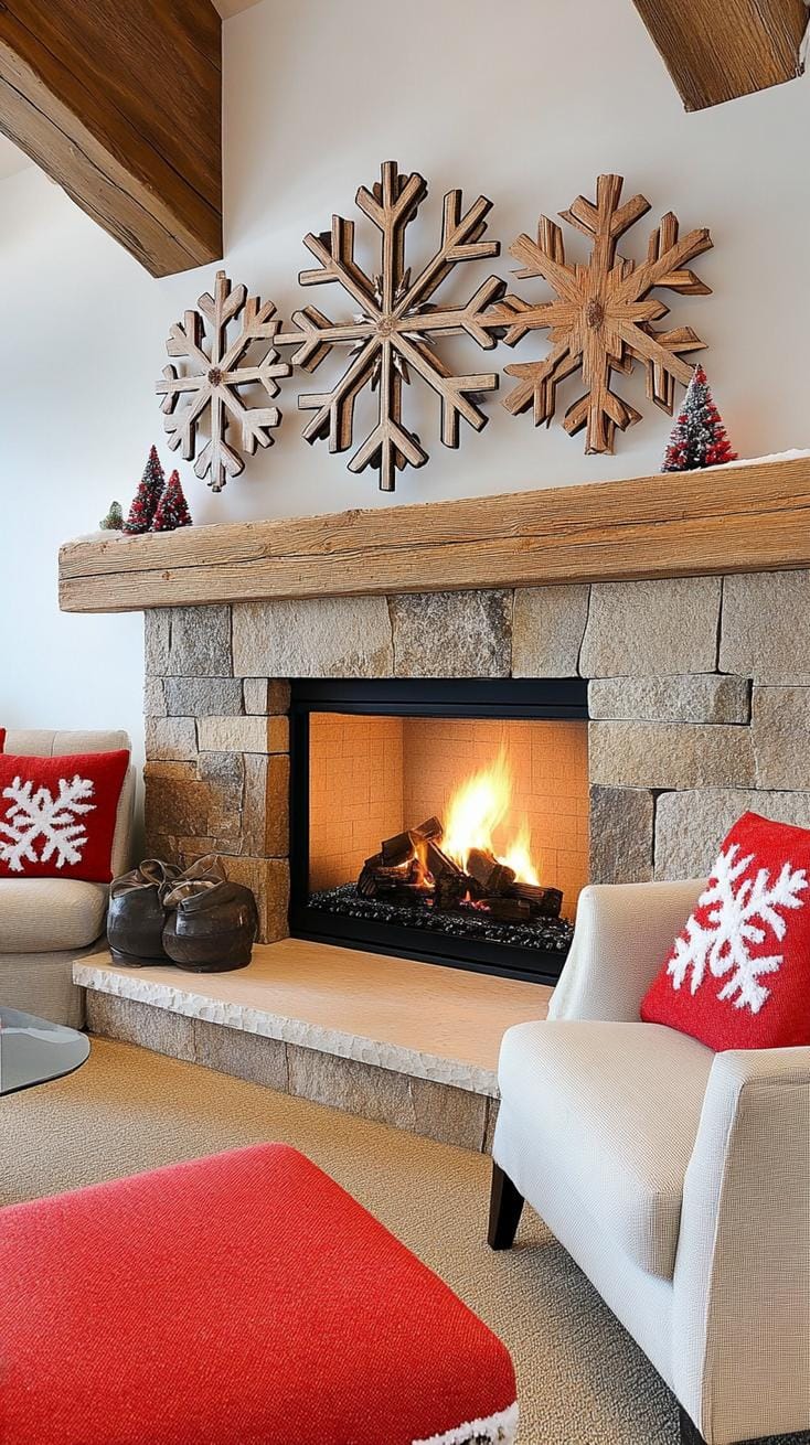 3. Festive Snowflake Mantle Décor Ideas-0