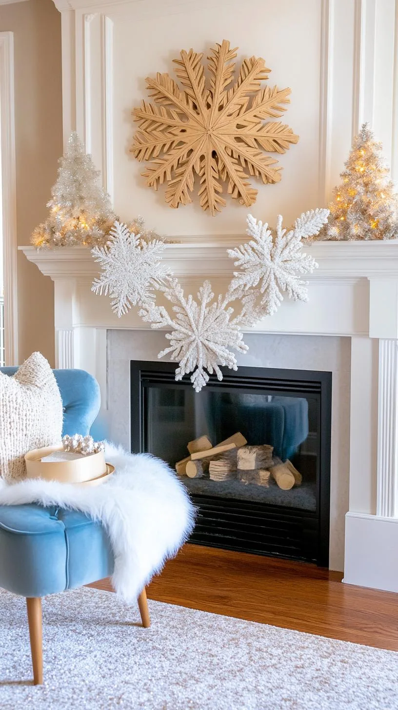 3. Festive Snowflake Mantle Décor Ideas-1
