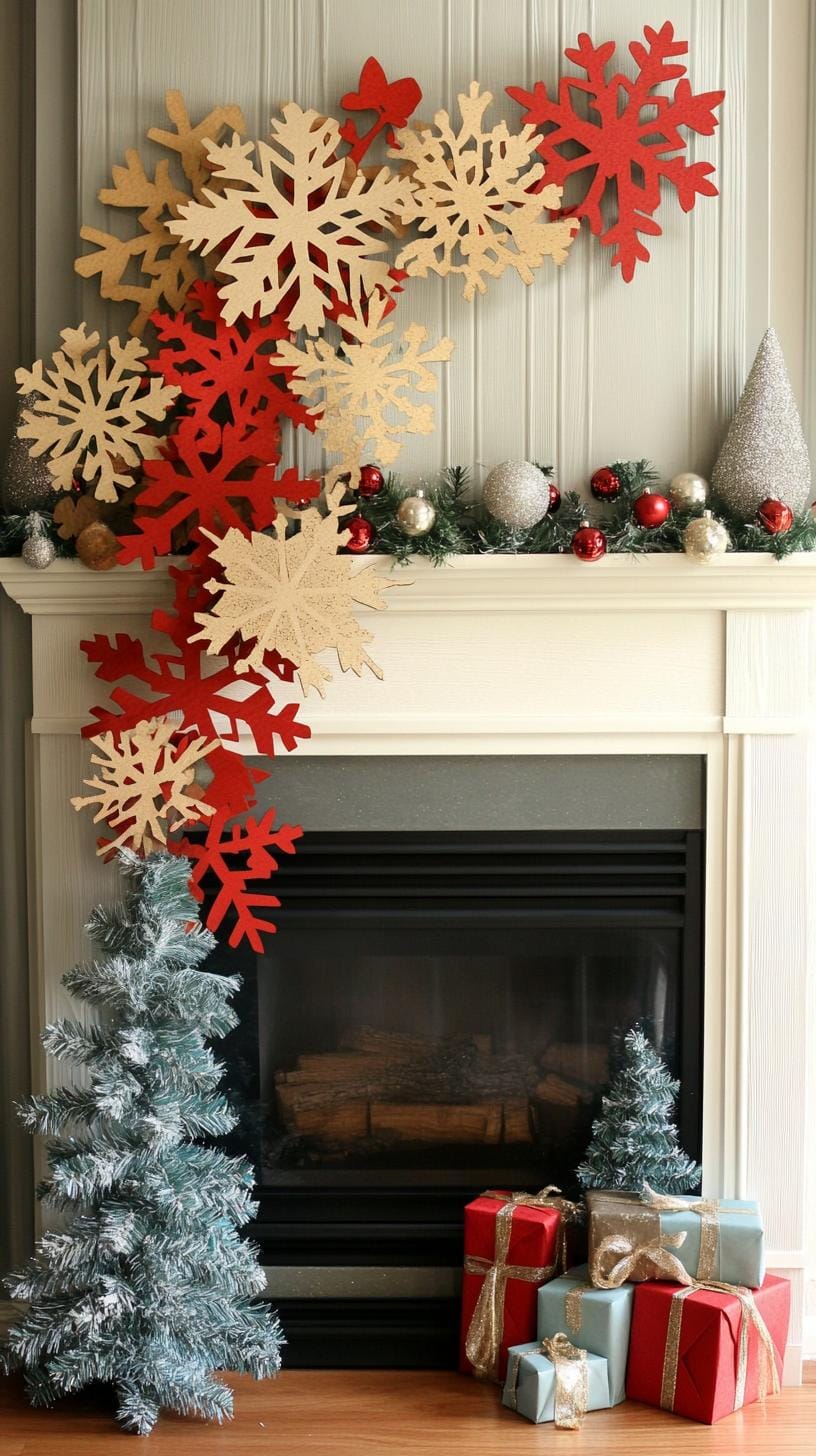 3. Festive Snowflake Mantle Décor Ideas-2