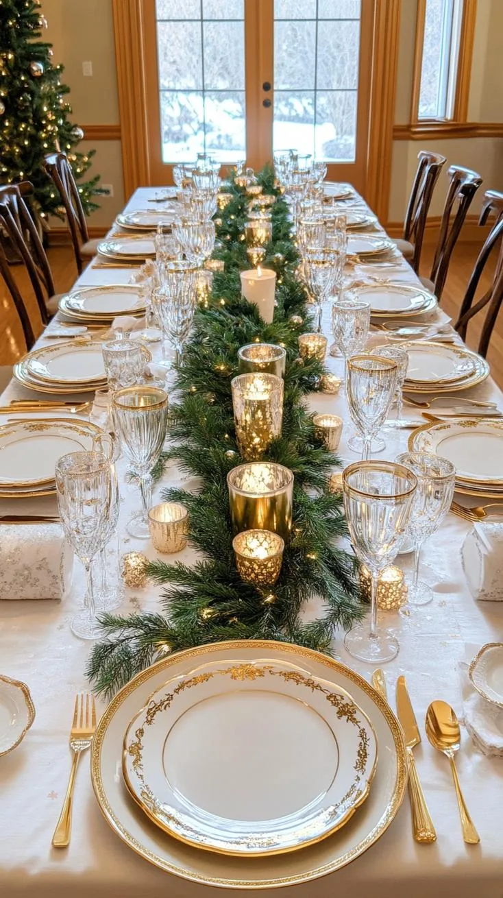 15 Unique Winter Tablescapes to Transform Your Dining Room 24 9. Golden Winter Wonderland Tablescape-0