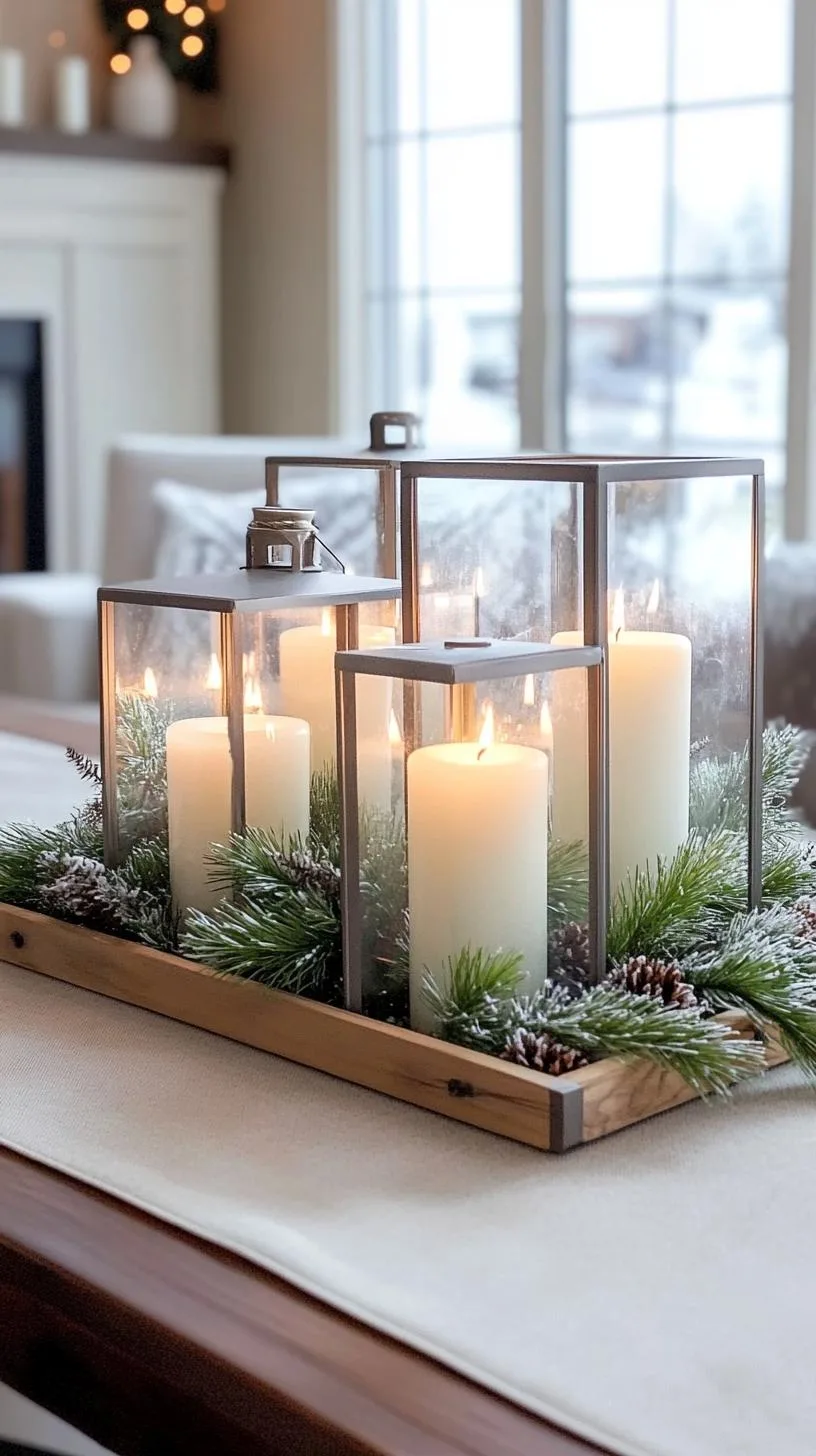 15 Stunning Winter Centerpieces to Transform Your Table 2 1. Icy Lanterns: Create frosted glass lanterns filled with winter greenery and white LED candles for an ambient glow-0