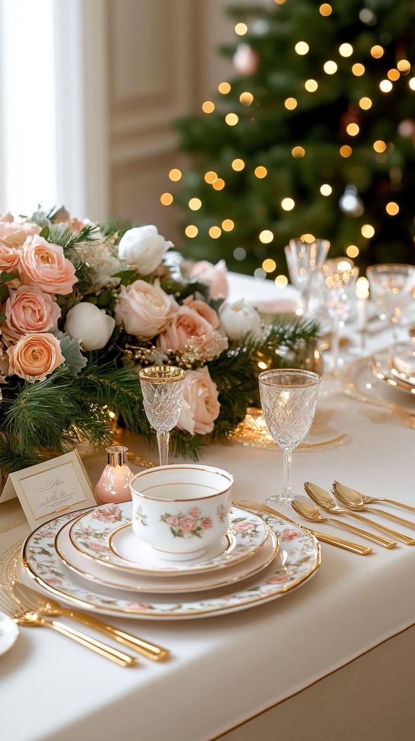 20. Luxurious Gold and Cream Christmas Table with Statement Centerpiece-2