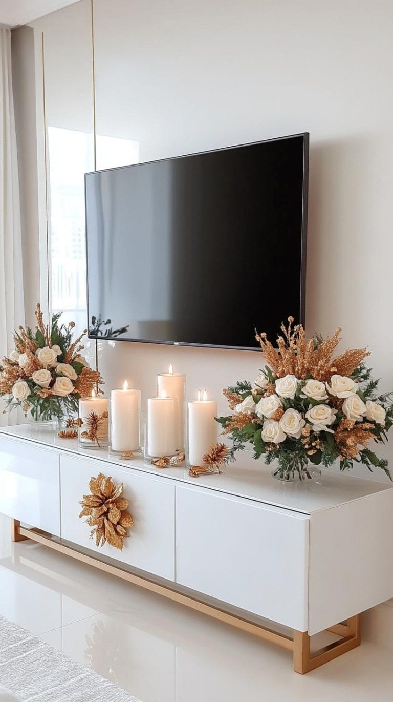 21 Trendy TV Stand Christmas Decor Ideas To Inspire You - Lovely Harbor