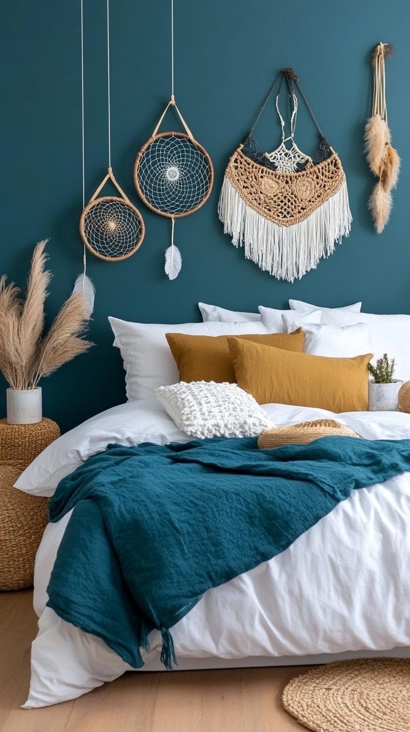 16. Minimalist wall decor with dreamcatchers and antique art-0