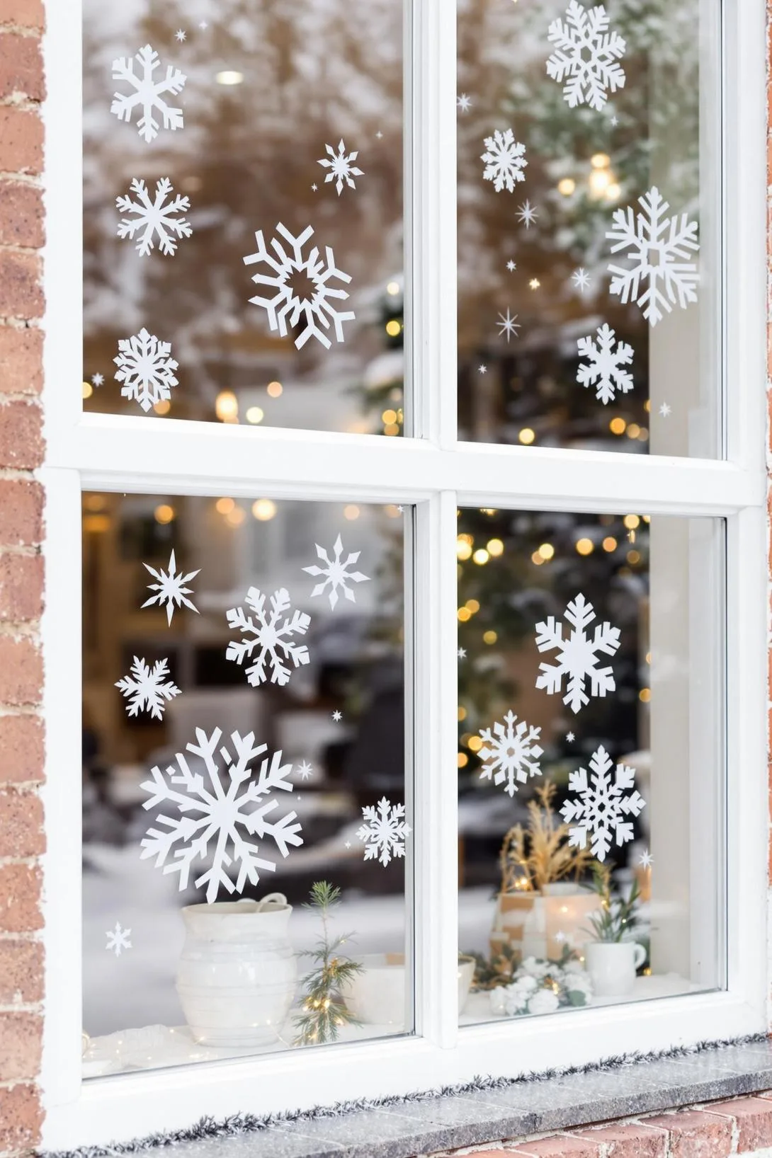 15. Nordic-inspired white and silver snowflake window decorations-0