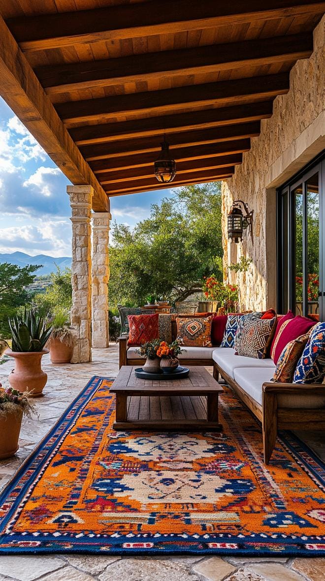 18. Patio with Southwestern textiles and cozy seating for outdoor charm-0