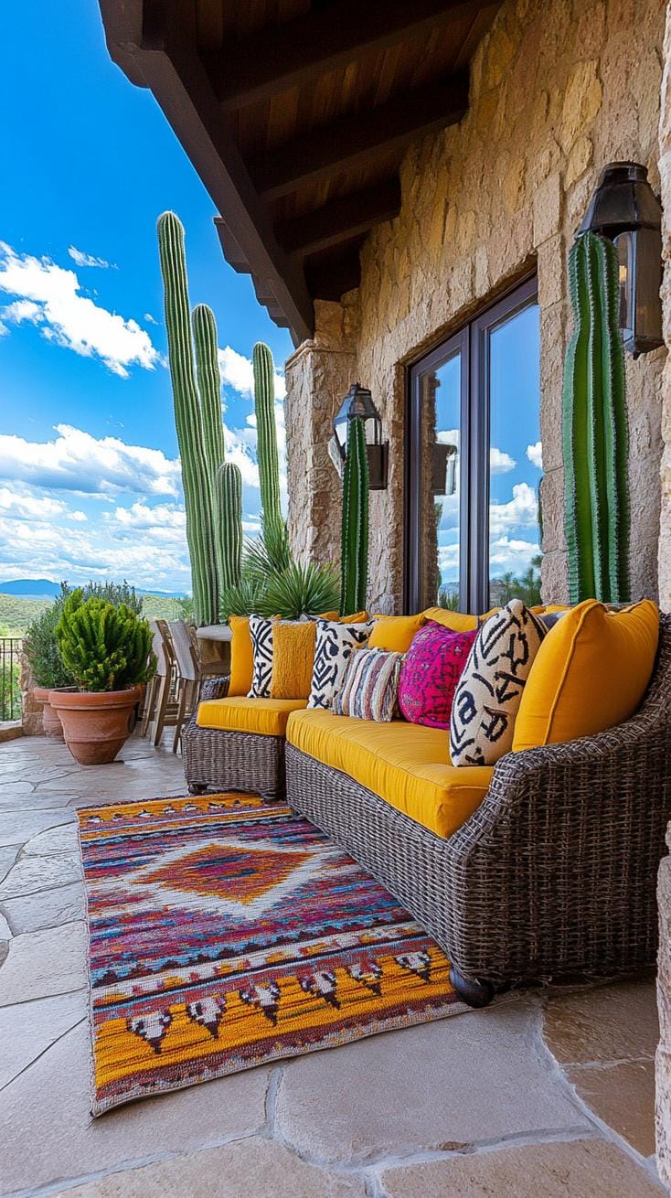 18. Patio with Southwestern textiles and cozy seating for outdoor charm-1