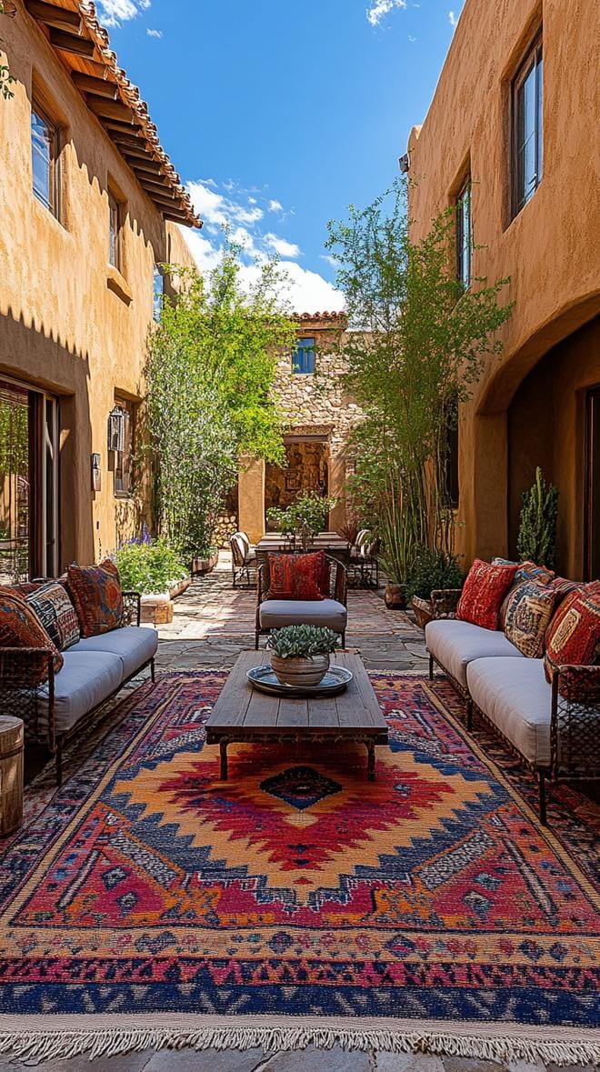 18. Patio with Southwestern textiles and cozy seating for outdoor charm-3