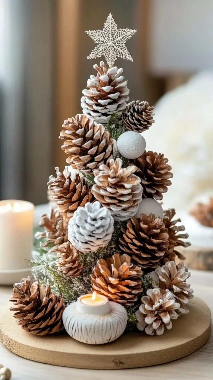 15 Stunning Winter Centerpieces to Transform Your Table 13 3. Pinecone Trees: Stack and glue pinecones of varying sizes to form miniature trees with a light dusting of white paint to mimic snow-1