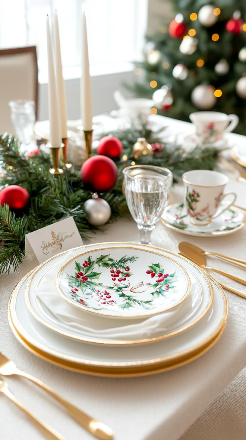 14. Refined Christmas Table with Gold Chargers and Vintage Ornaments-0