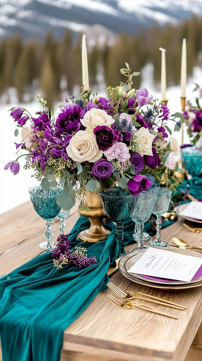 15 Unique Winter Tablescapes to Transform Your Dining Room 32 12. Regal Winter Jewel Tones Tablescape-1
