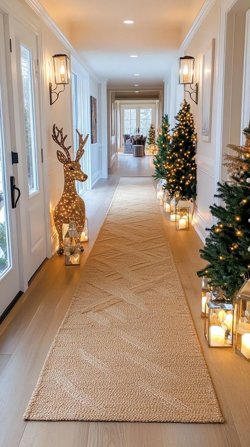 13. Reindeer door cover flanked by illuminated mini trees-2