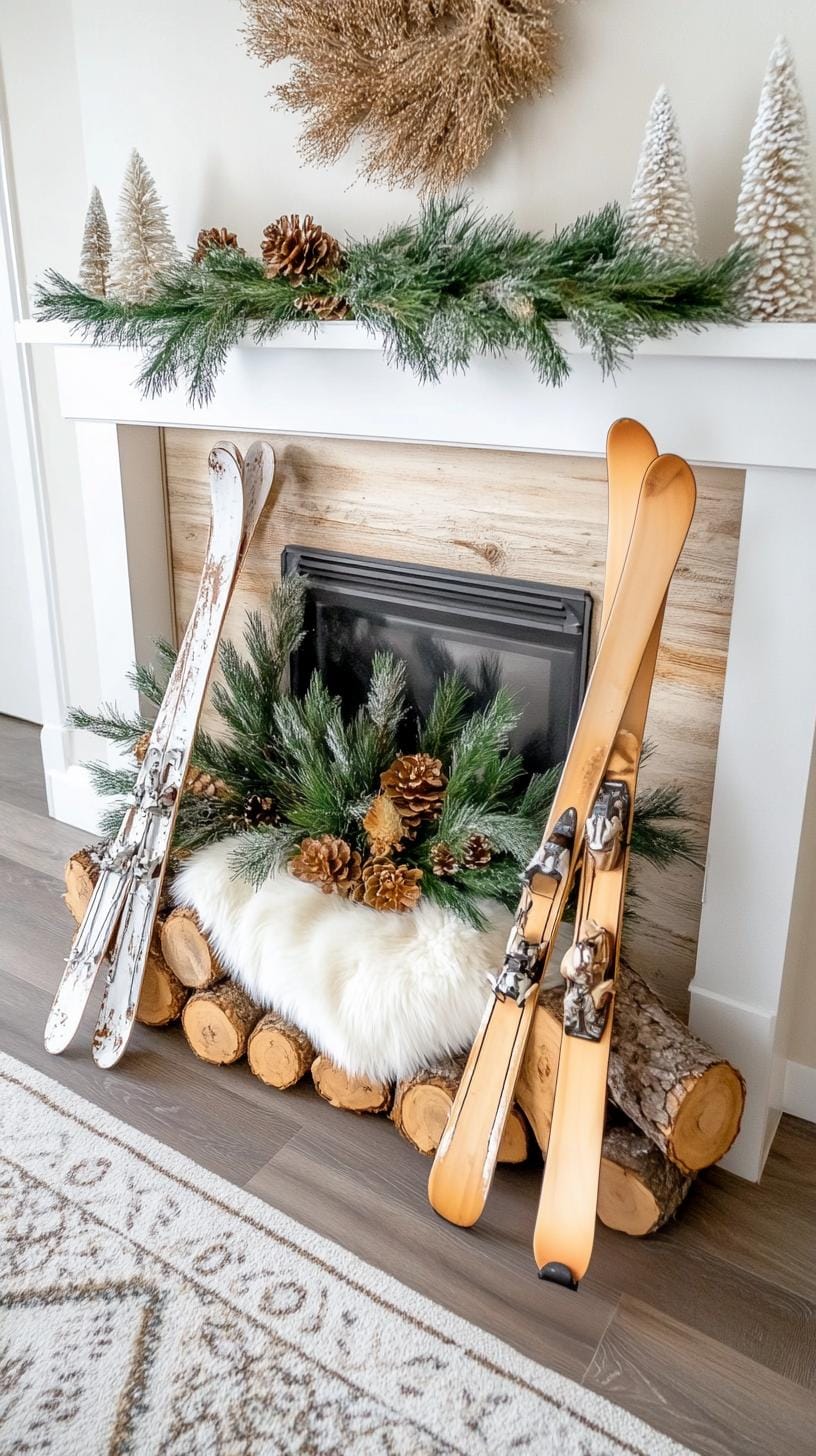 16. Rustic Winter Mantle Decor Ideas-1