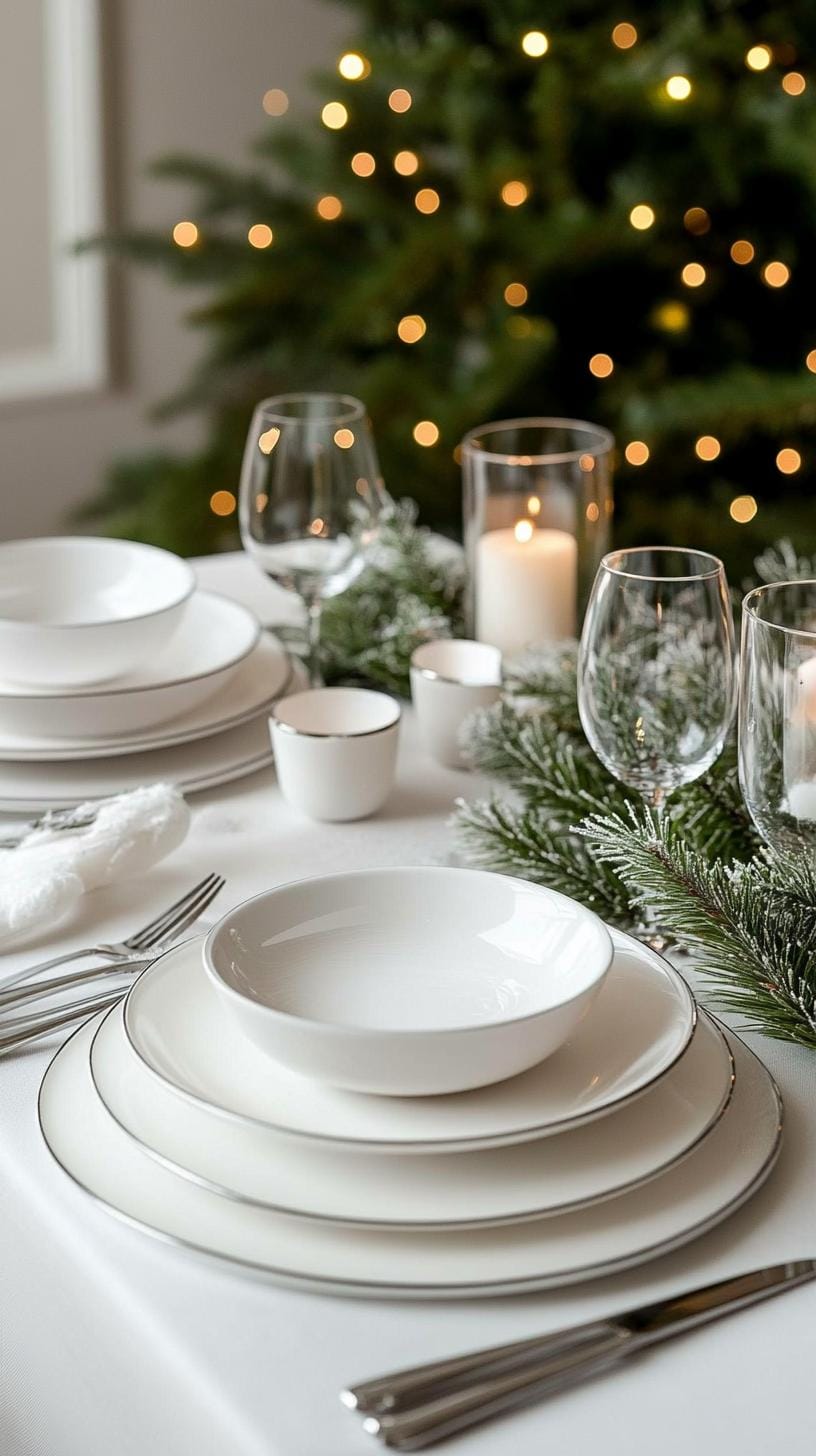 18. Serene Winter Table Setting with Muted Tones and Icy Elegance-1