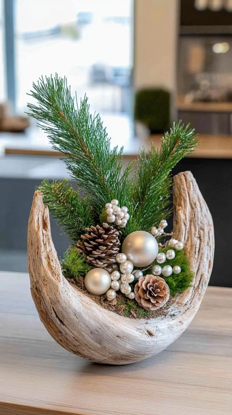 15 Stunning Winter Centerpieces to Transform Your Table 61 13. Silvery Driftwood Display: Use a long piece of driftwood, with a silvery finish, adorned with tiny pine branches and pearl-like ornaments-0
