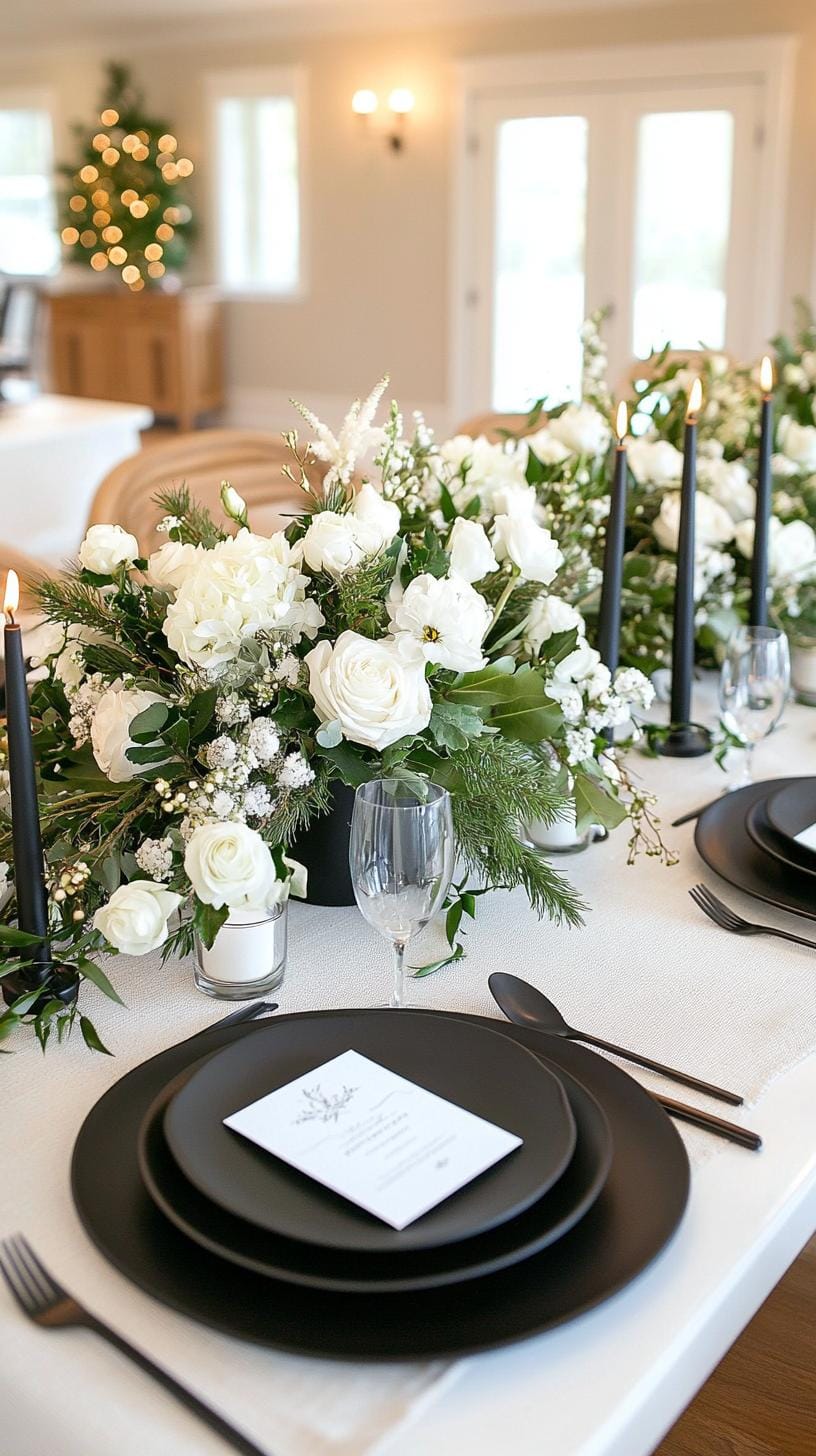 13. Sophisticated Black and White Christmas Table with Moody Undertones-1