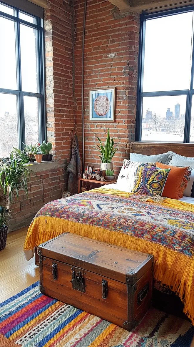 12. Unique Boho Bedroom Trunk Table-1
