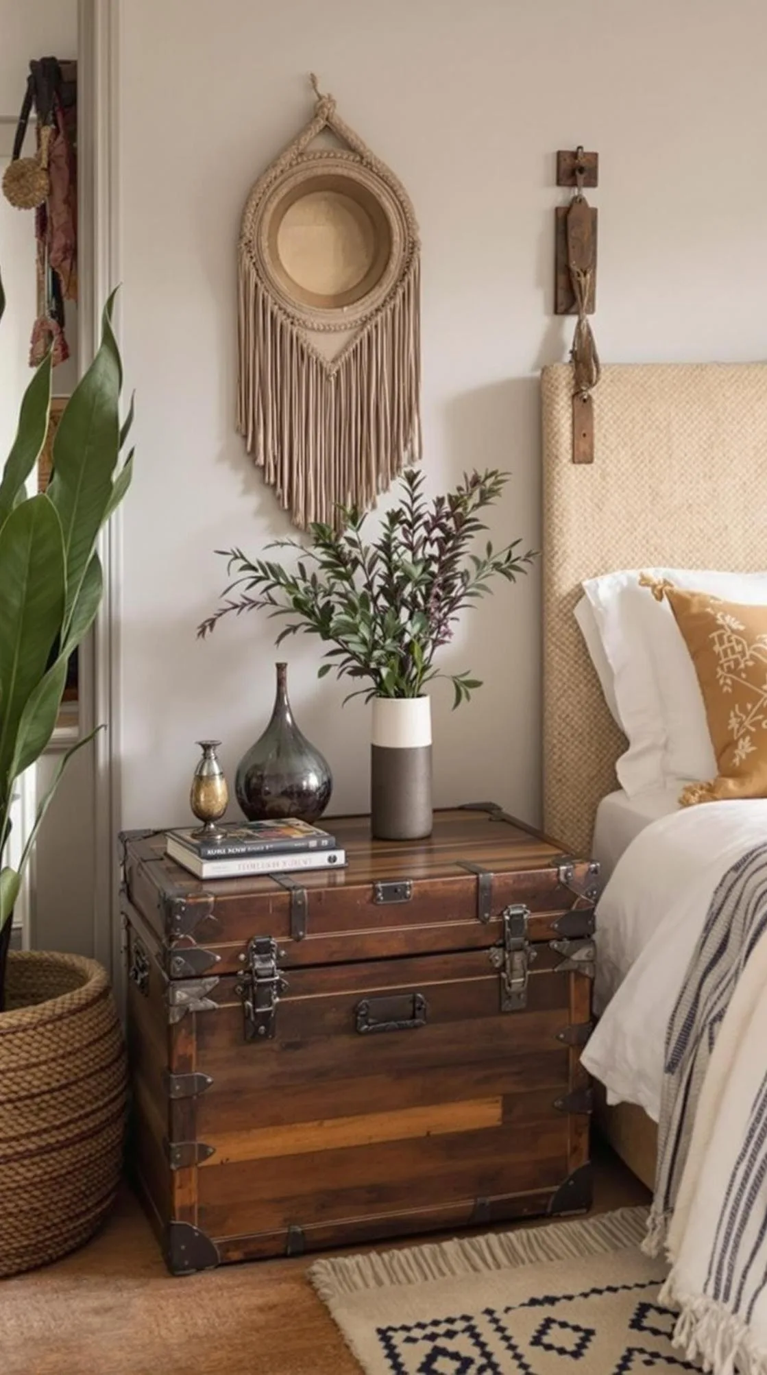 12. Unique Boho Bedroom Trunk Table-2
