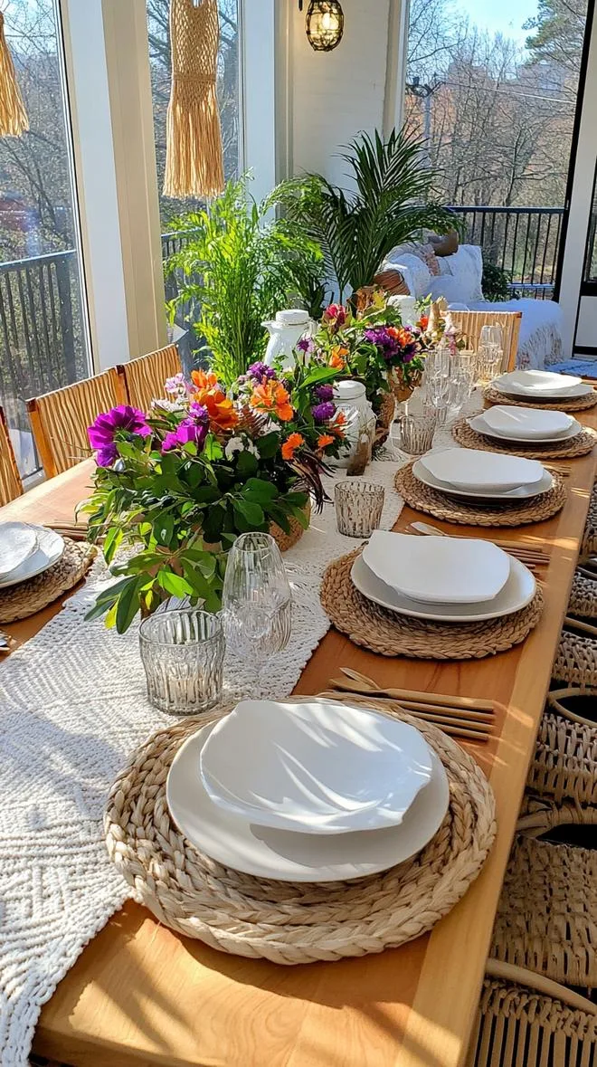 15 Unique Winter Tablescapes to Transform Your Dining Room 22 8. Vibrant Boho Winter Tablescapes-1