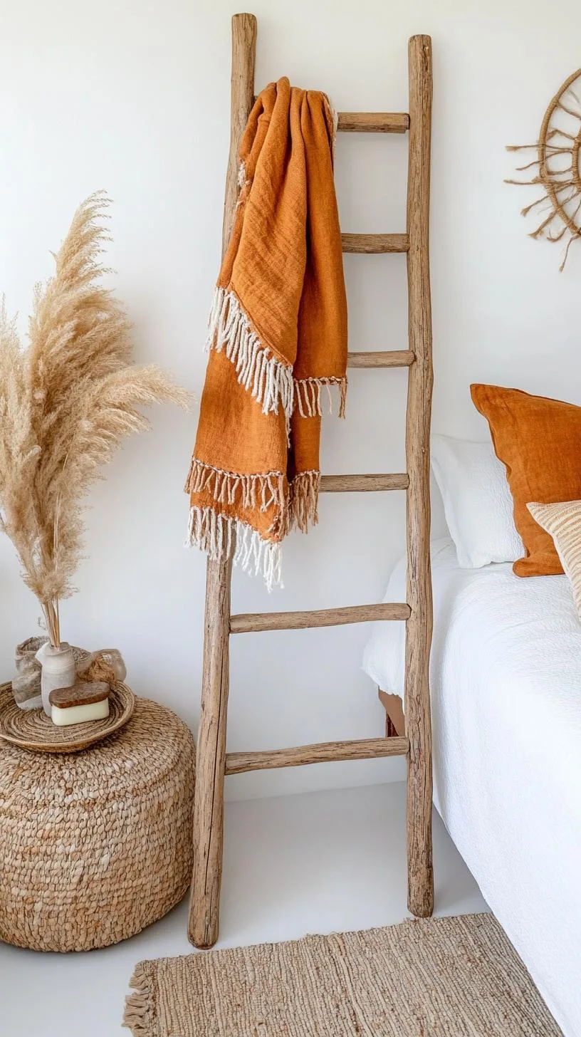 6. Vintage Ladder Blanket Rack Charm-0