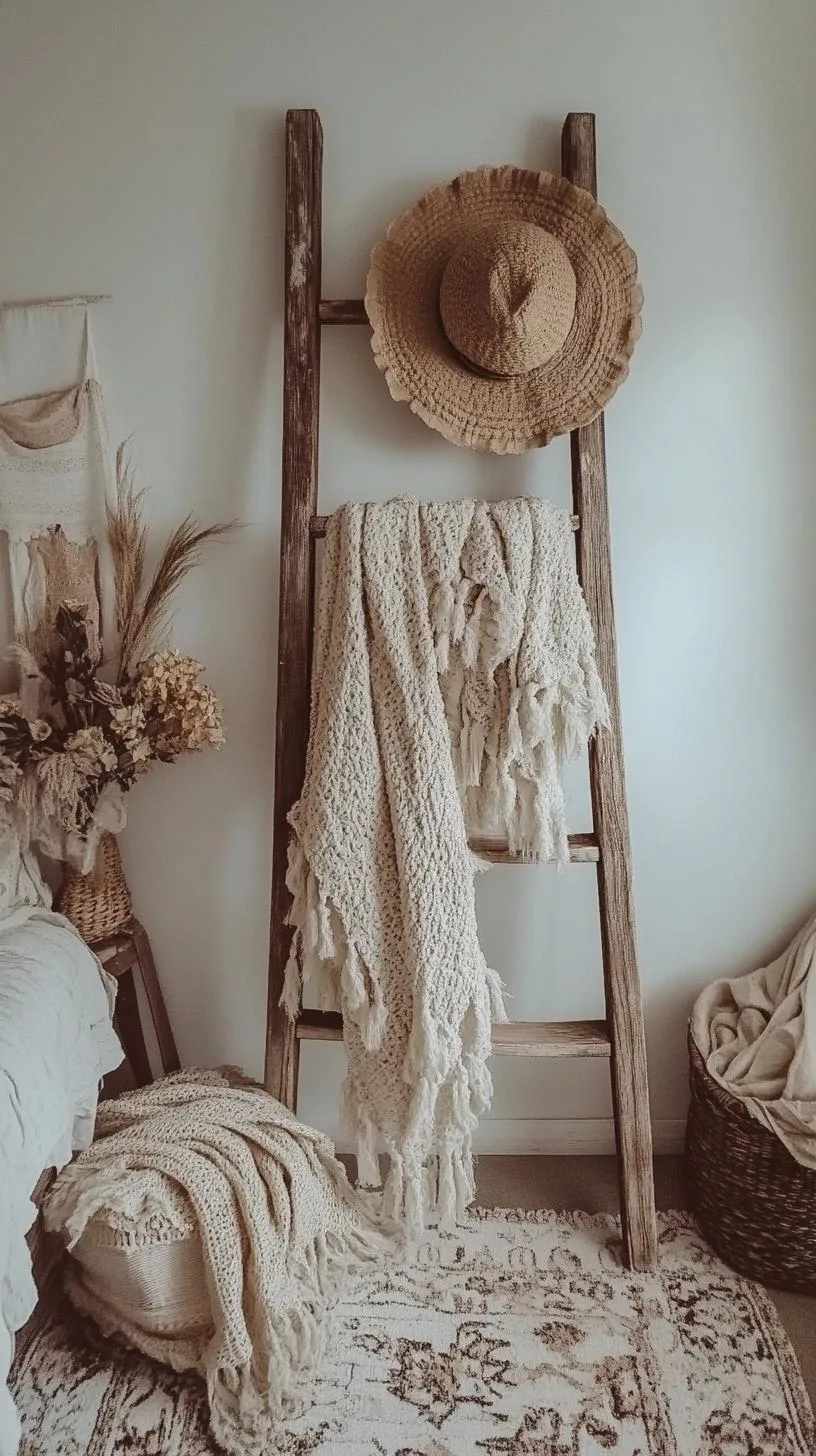 6. Vintage Ladder Blanket Rack Charm-1
