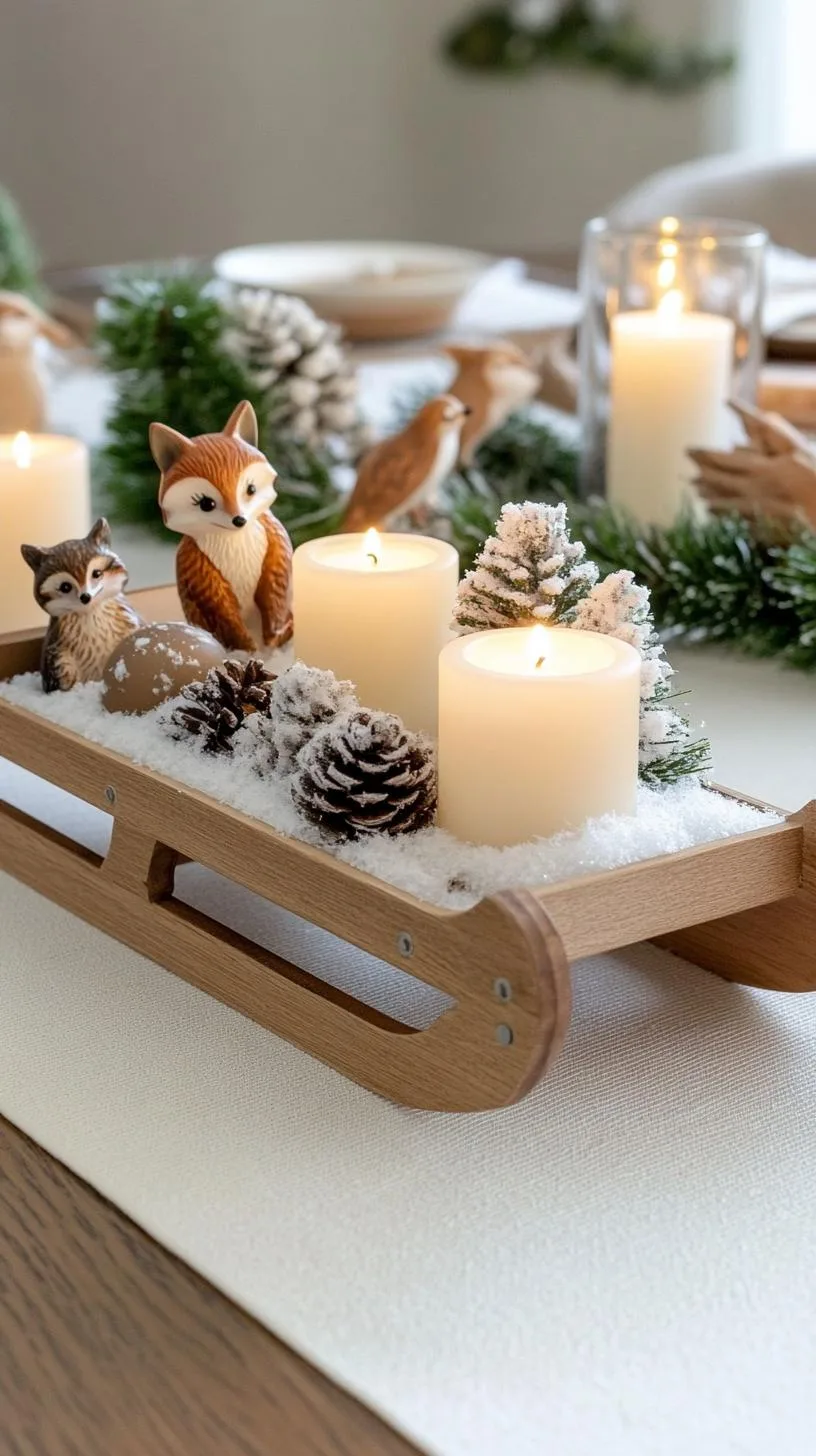 15 Stunning Winter Centerpieces to Transform Your Table 66 14. Vintage Sled Tray: Use a vintage mini sled as a base to hold candles, faux snow, and woodland figurines like fox or owls-0