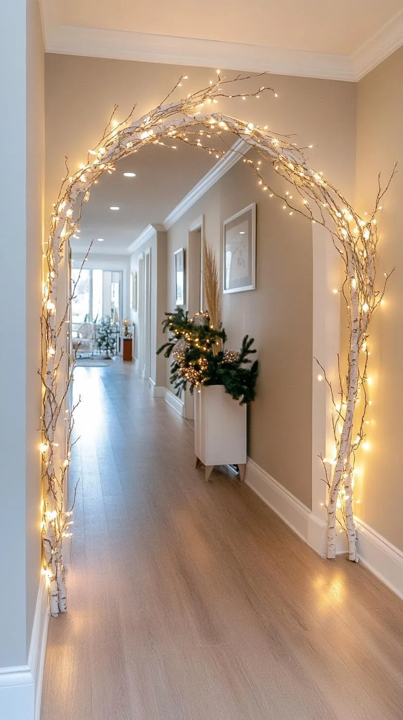 12. White branches archway decorated with twinkling micro lights-0
