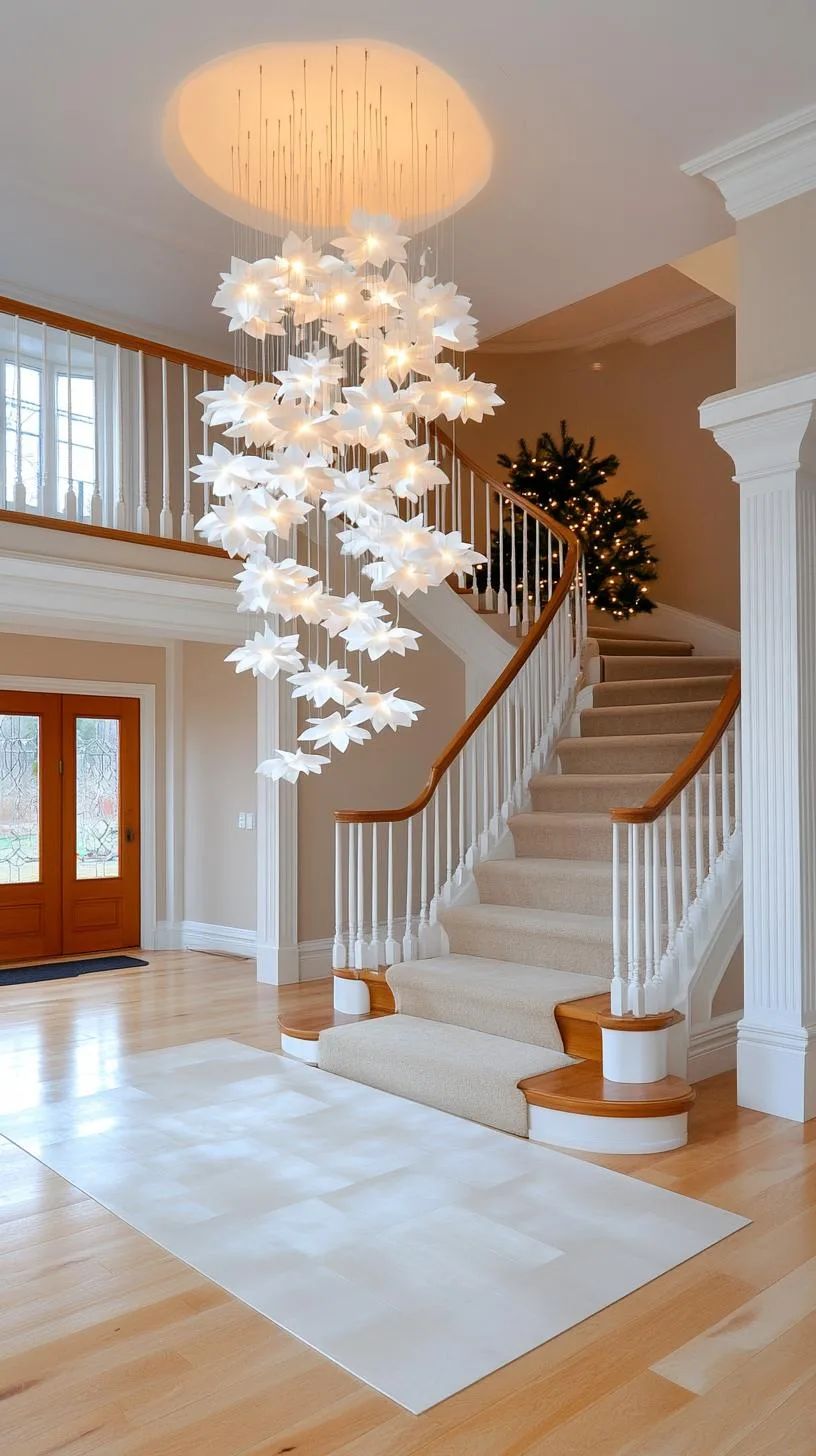 2. White snowflake curtain cascade with warm LED backdrop-2