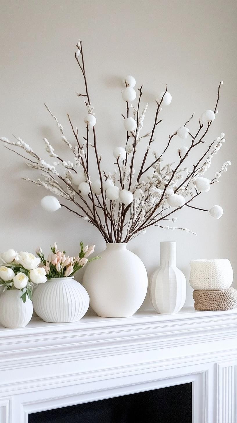 11. Winter White Mantle Decor Ideas-0