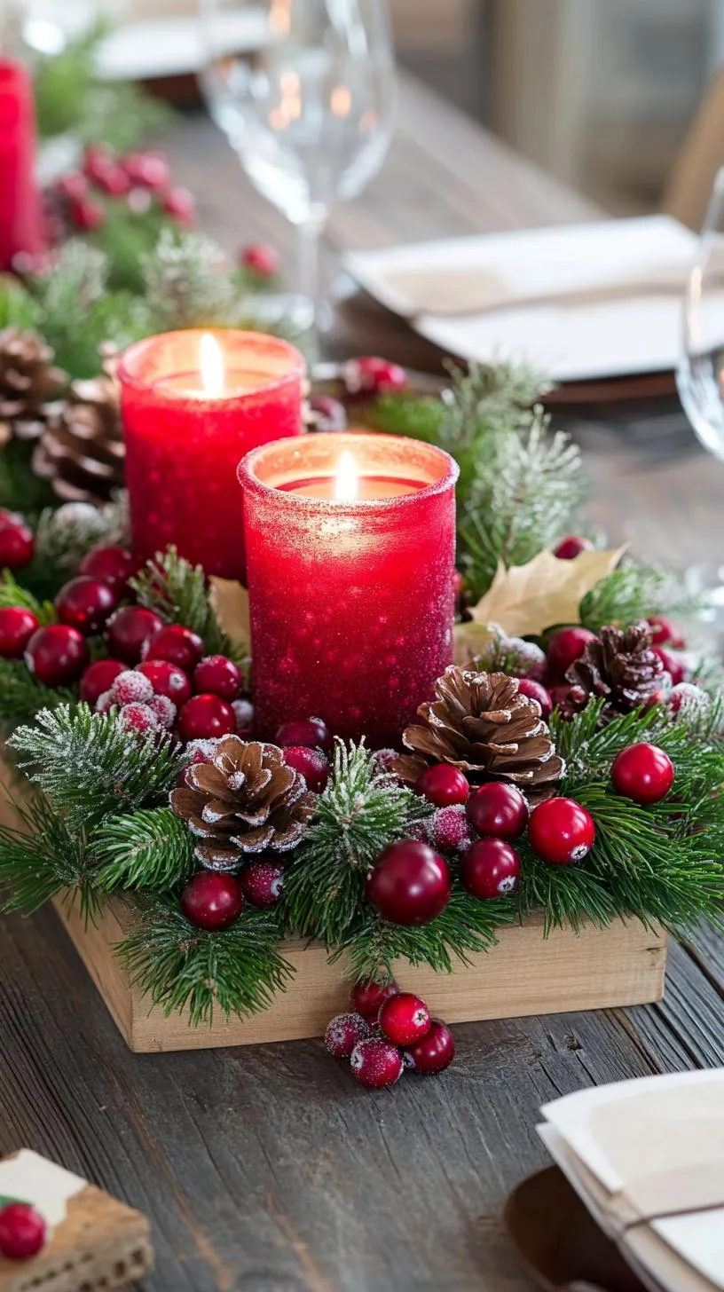 15 Stunning Winter Centerpieces to Transform Your Table 45 9. Winter Wreath Centerpiece: Place a small decorative evergreen wreath on the table surrounded by scattered frosted cranberries and votive candles-1
