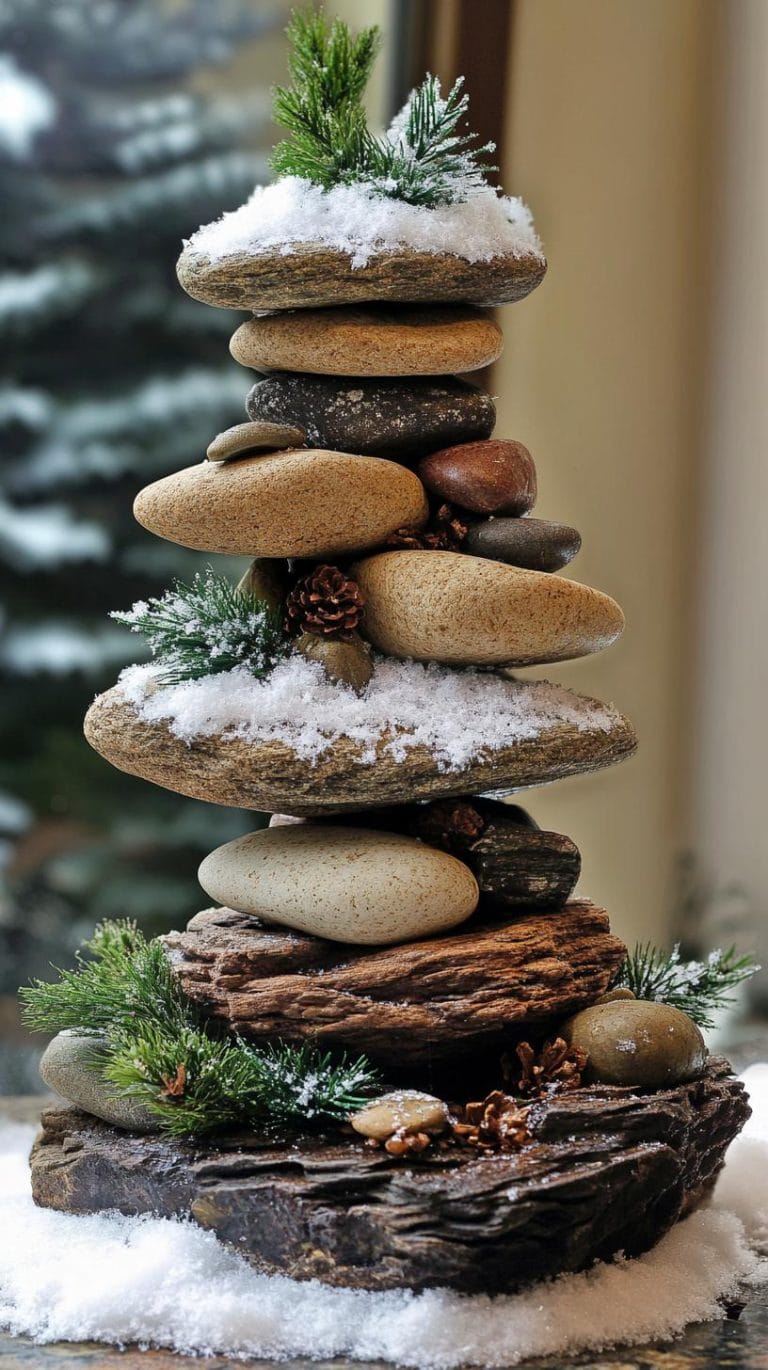Stacking Rocks Centerpieces 15 Stunning Winter Centerpieces To Transform Your Table - Lovely Harbor