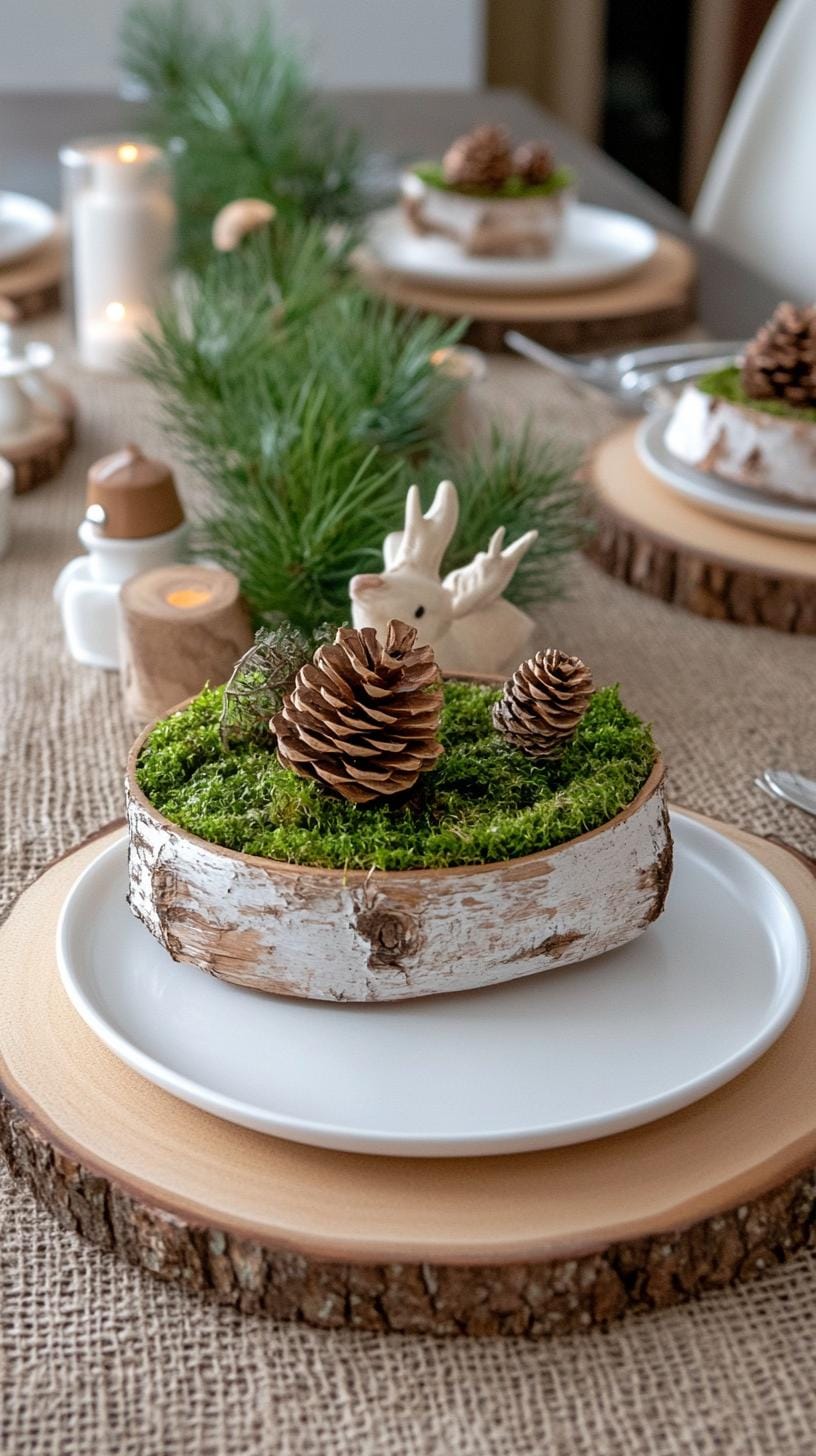 6. Woodland Wonderland Christmas Table with Birch Log Centerpiece-0