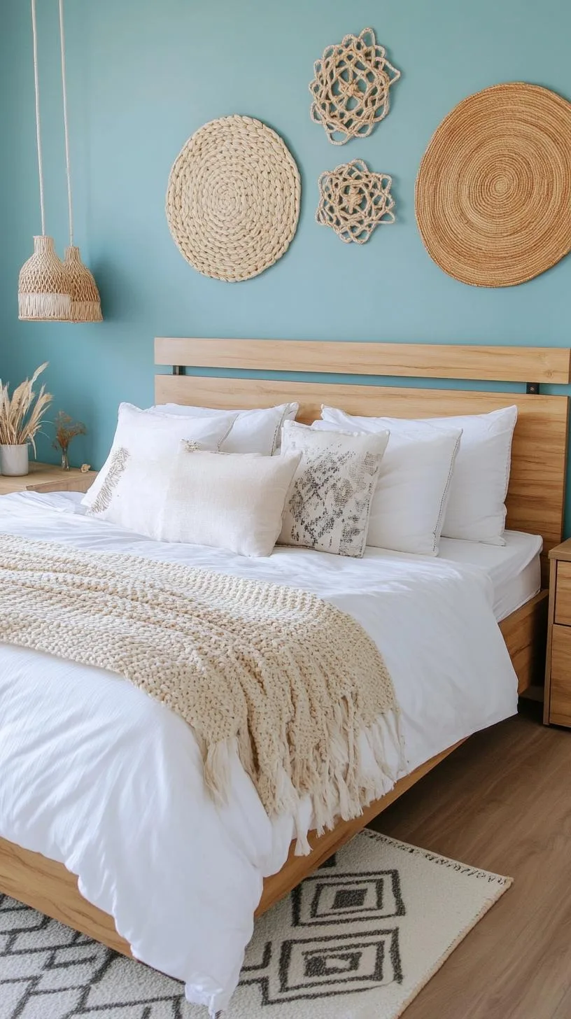 17. Aquamarine Abstract: Incorporate abstract art pieces with aquamarine touches through a minimalist design style-1
