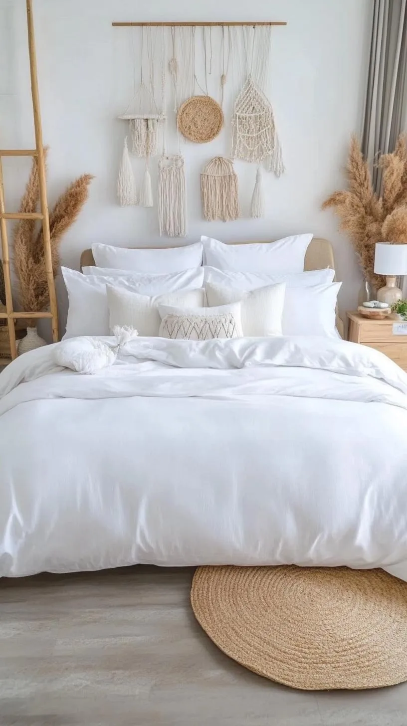 20 New Minimalist Bedroom Ideas to Inspire Your 2025 Refresh 83 14. Bohemian Blend: Mix white linens with minimalist boho-inspired decor touches-2