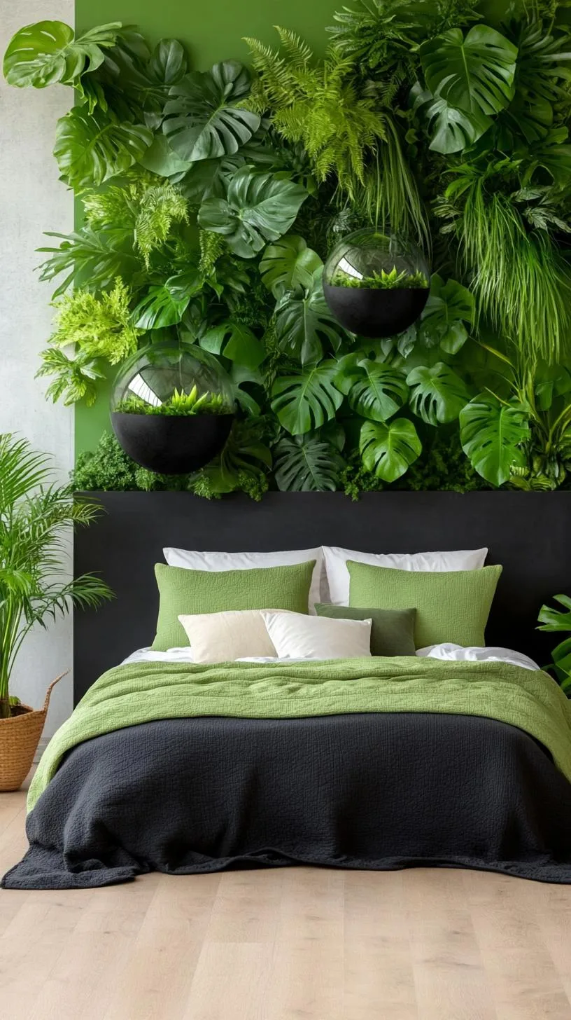8. Botanical Burst: Design a room with black terrariums filled with greenery set against jungle-inspired murals-1