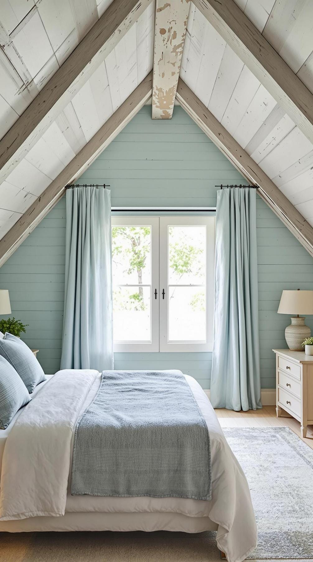 3. Build a relaxing coastal haven using soft blues and greens with weathered wood accents-1