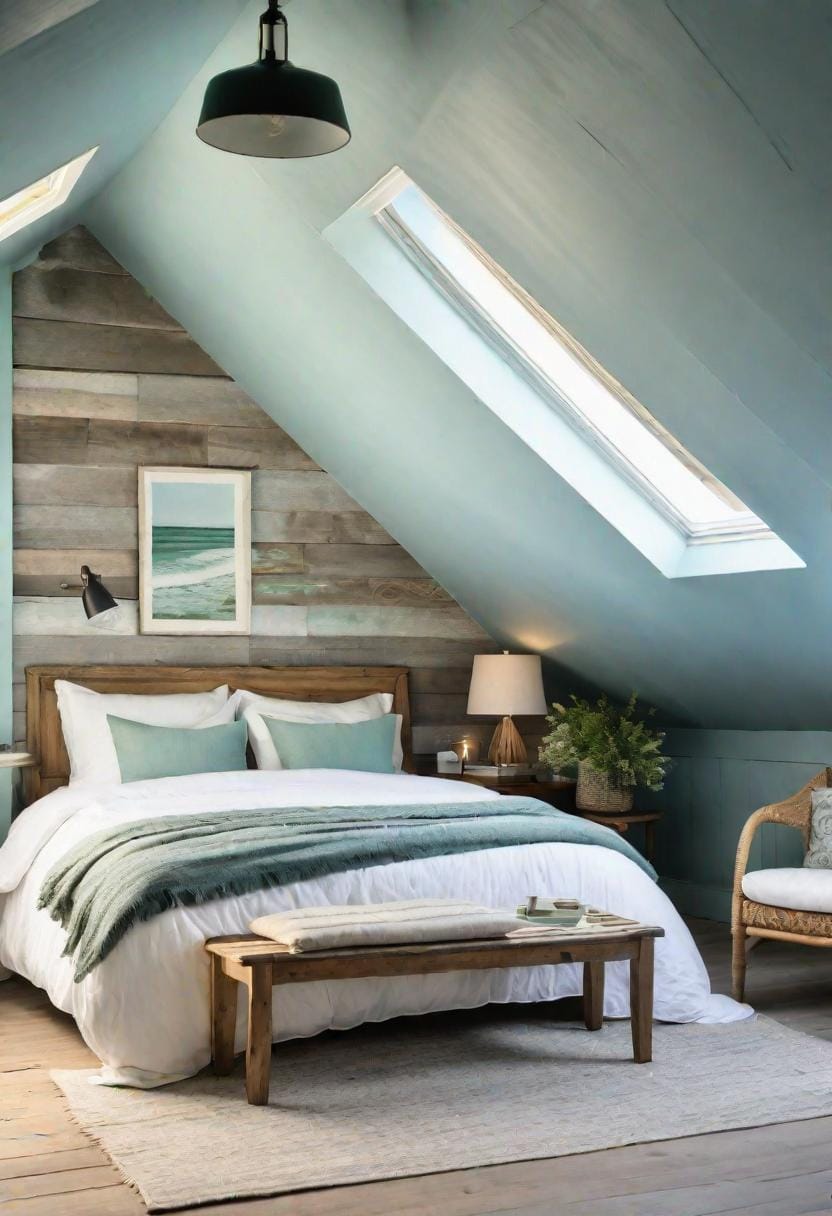 3. Build a relaxing coastal haven using soft blues and greens with weathered wood accents-2