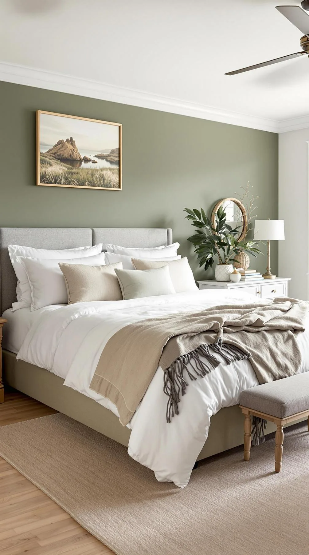 23 Stunning Olive Green Bedroom Ideas You'll Absolutely Love 69 8. Coastal Olive Green Bedroom with Natural Textures and Nautical Touches-1