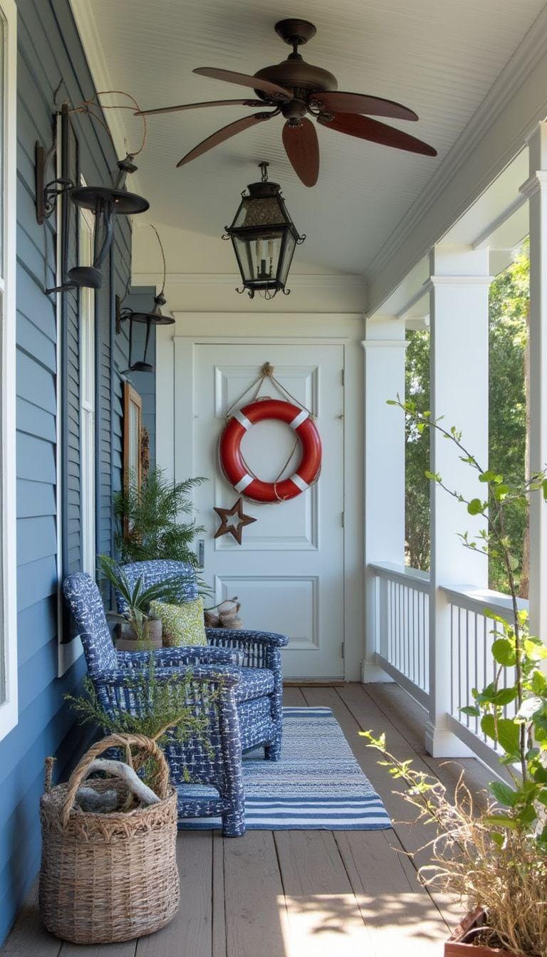 2. Coastal vibes: Use navy and crisp whites, with nautical accents like life rings and driftwood decor-0