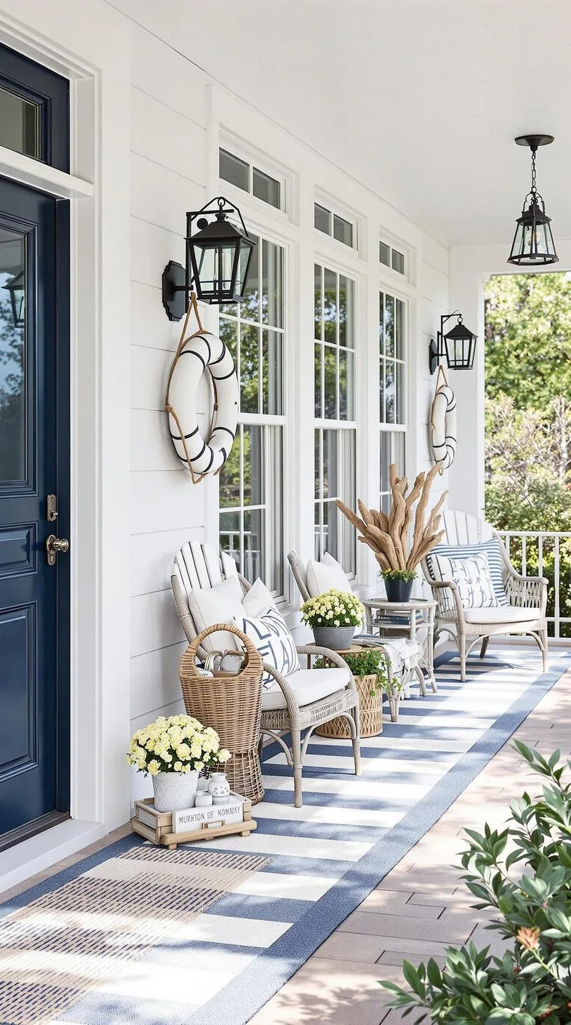 2. Coastal vibes: Use navy and crisp whites, with nautical accents like life rings and driftwood decor-1