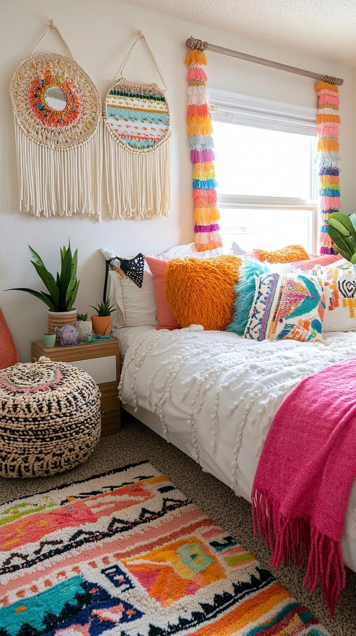 19. Colorful Beaded Curtains: Use beaded or tasseled curtains for closet doors to enhance the boho look with whimsy-0