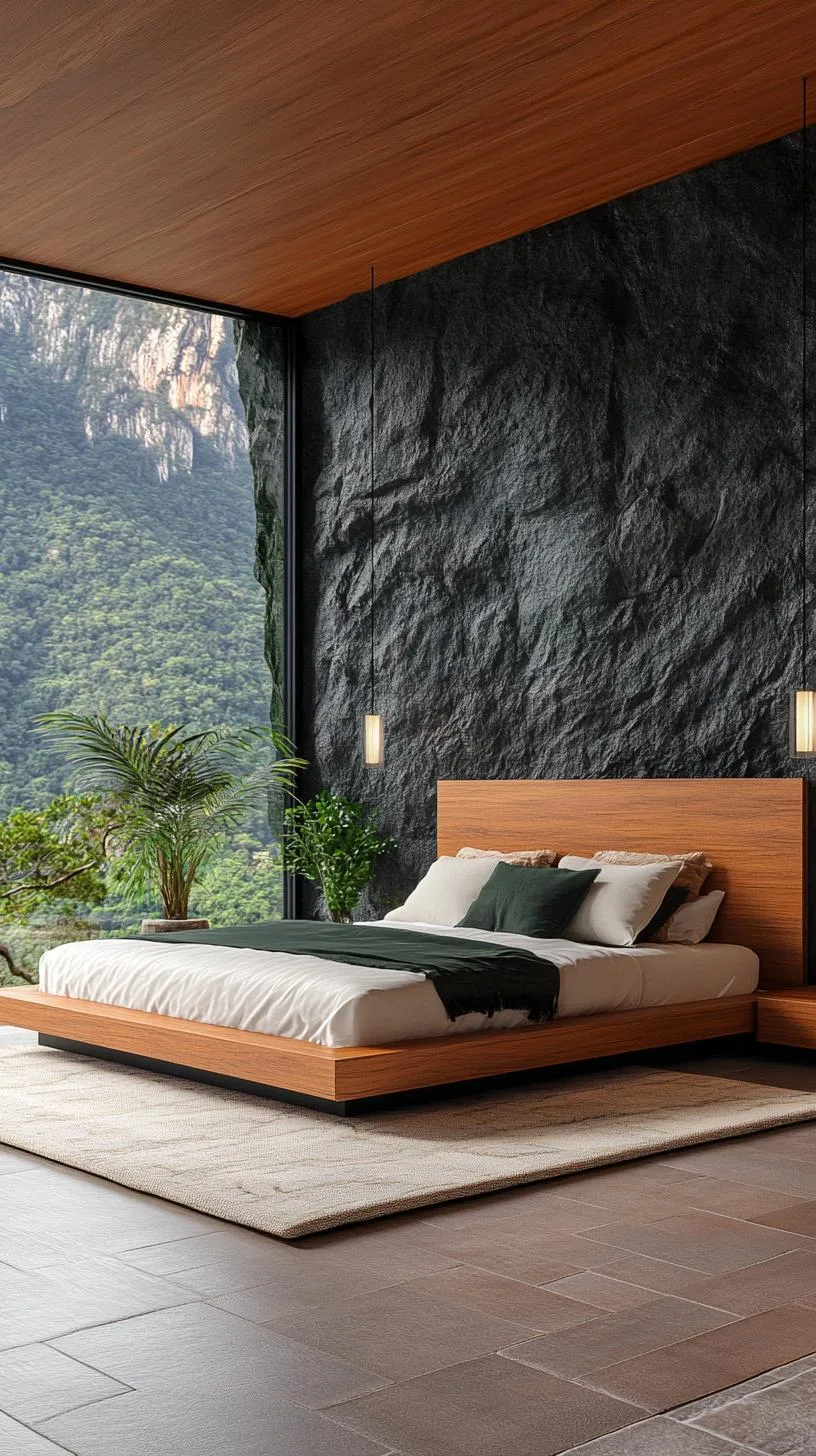 19. Contemplative Caves: Conceive a cave-like ambiance with dark green stone walls and black ceiling fixtures-1